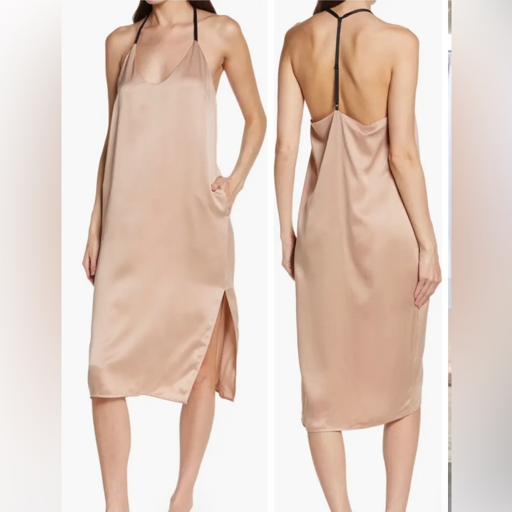 Lunya washable silk slip dress nightgown tan size medium